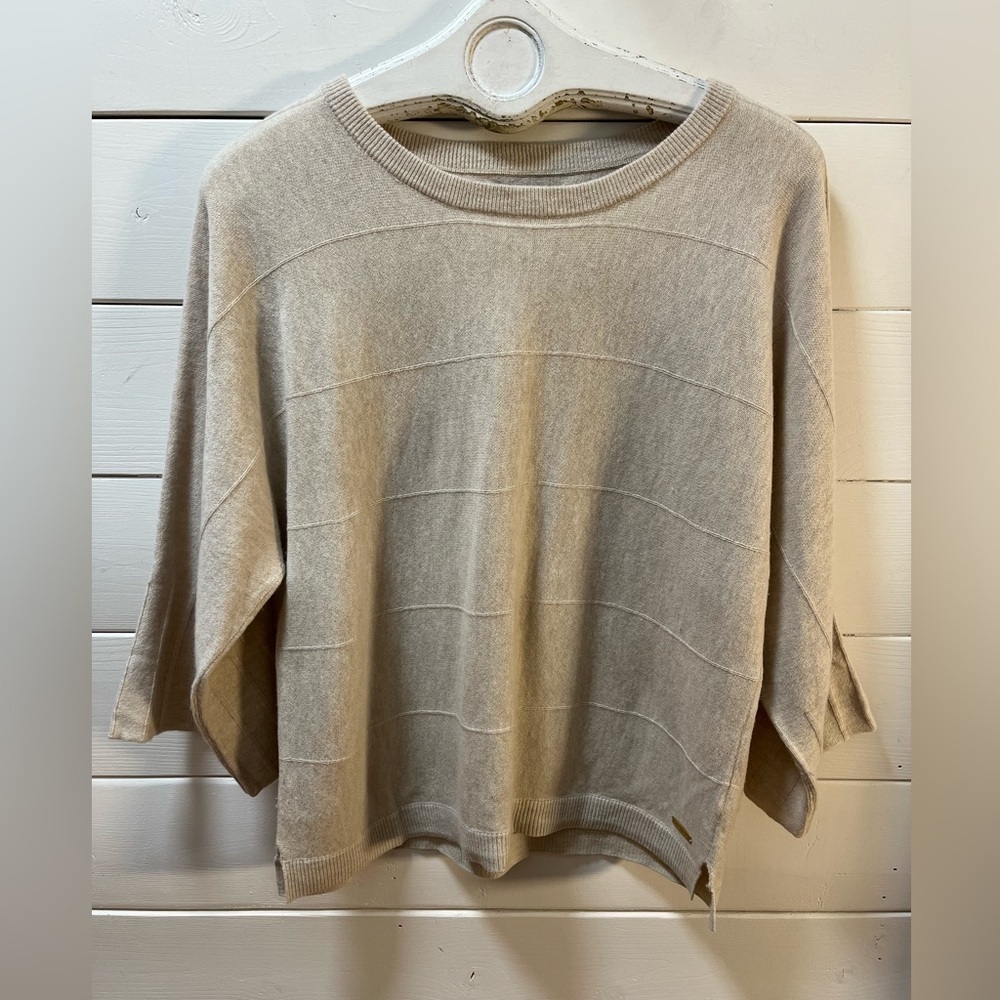 PART TWO • Beige Wool Knit Sweater with ¾ Sleeves • Size S - Picture 2 of 9